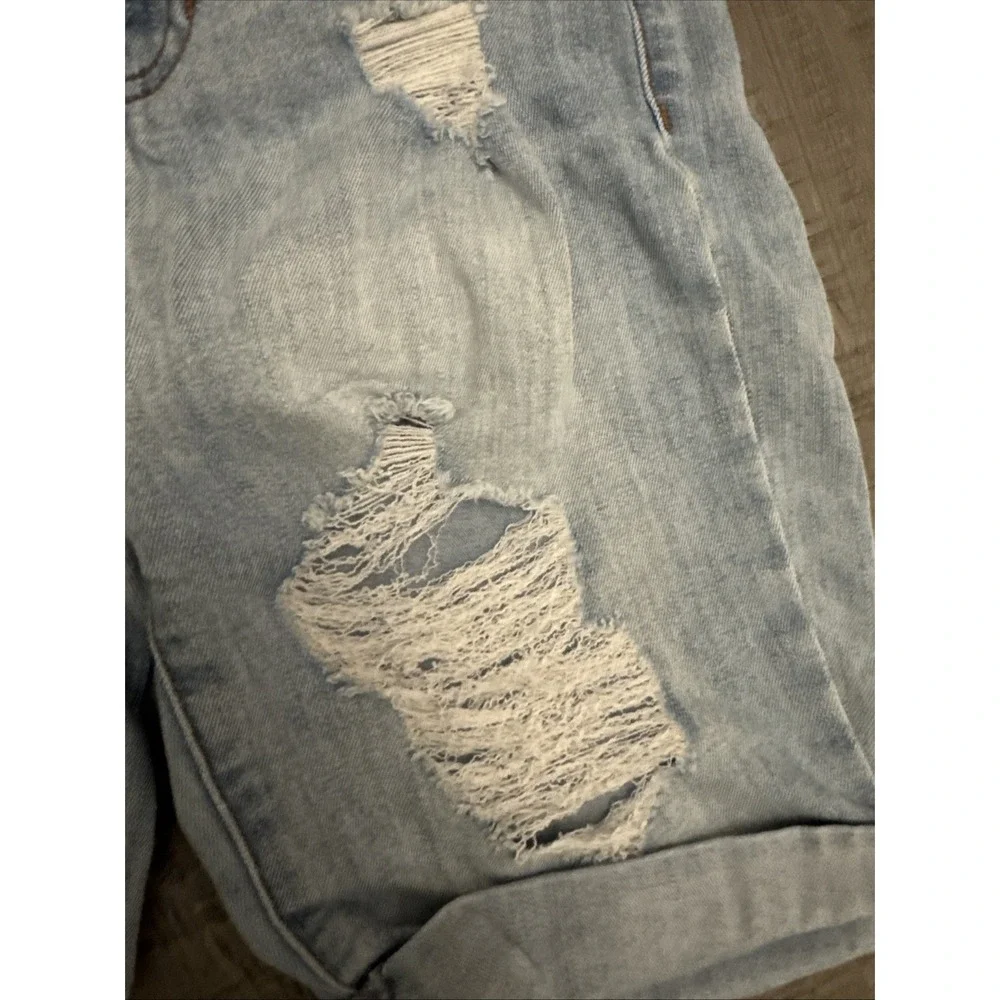 Guess Shorts Womens 25 Blue Jean Denim Distressed Long Length Cutoffs Y2K‎ 90s
